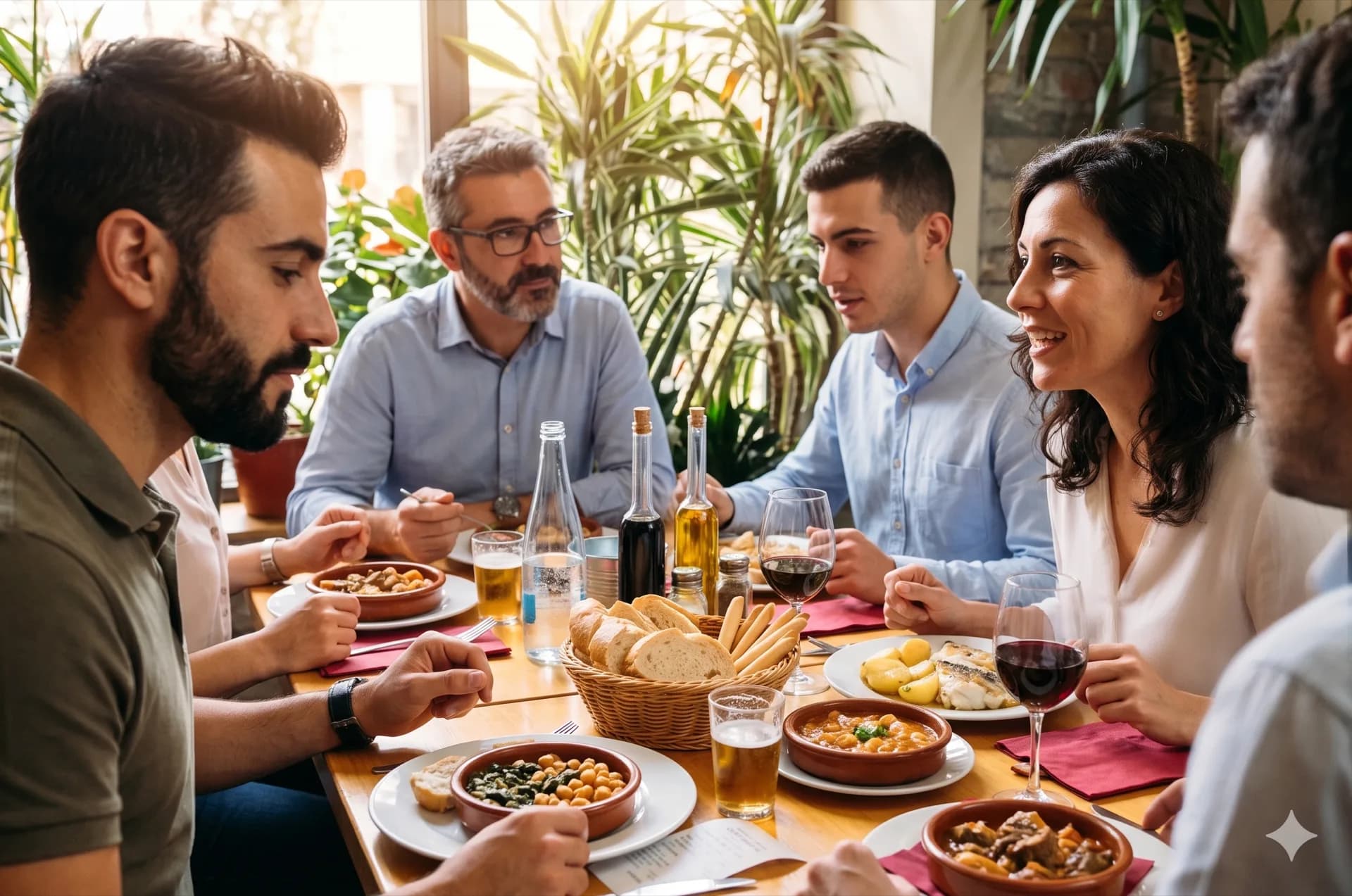 Menú del día servido en una mesa compartida en la oficina